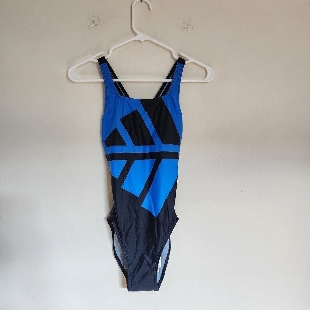 Adidas 3 Bars Suit | one piece swim suit in Black and Blue size 2